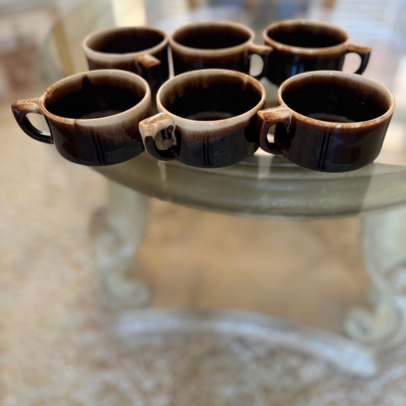 Pfaltzgraff Gourmet Brown Drip Glaze Set of 6 Coffee Cups USA Vintage 6 ounce - Picture 1 of 4